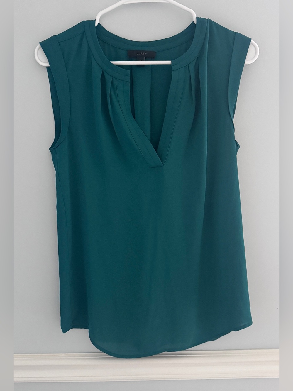 J. Crew Teal Green Women’s Sleeveless V-Neck Blouse
